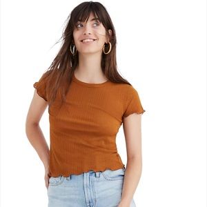 Madewell Short Sleeve Ribbed Tee in Rust